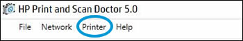 Click Printer in the HP Print and Scan Doctor window.