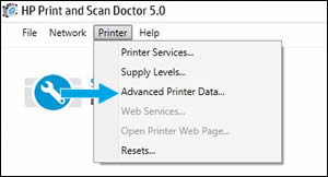 Click Advanced Printer Data in the drop-down menu.