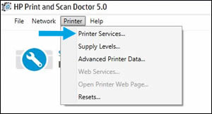 Click Printer Services in the drop-down menu